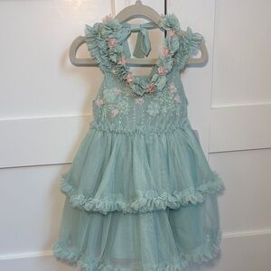 Shabby Chic Aqua and Pink Floral Dress